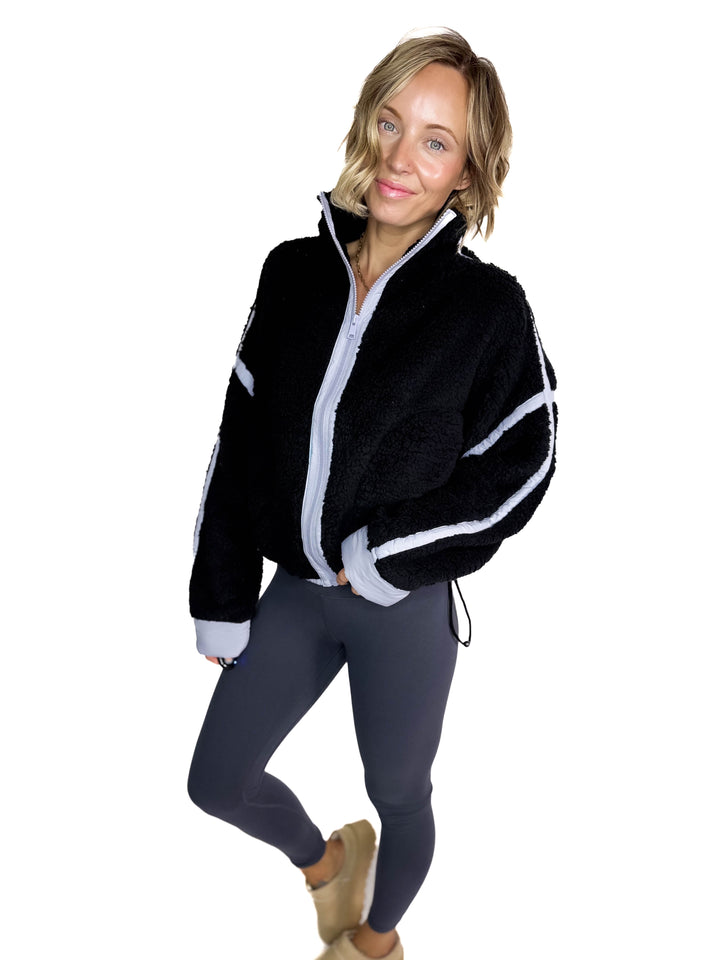 RD STYLE Jill Funnel Neck Sherpa- BLACK