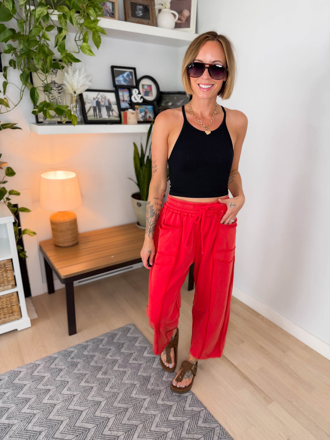 Amery Mineral Washed Barrel Pant- MINERAL RED