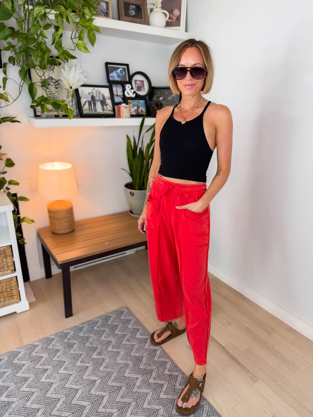 Amery Mineral Washed Barrel Pant- MINERAL RED