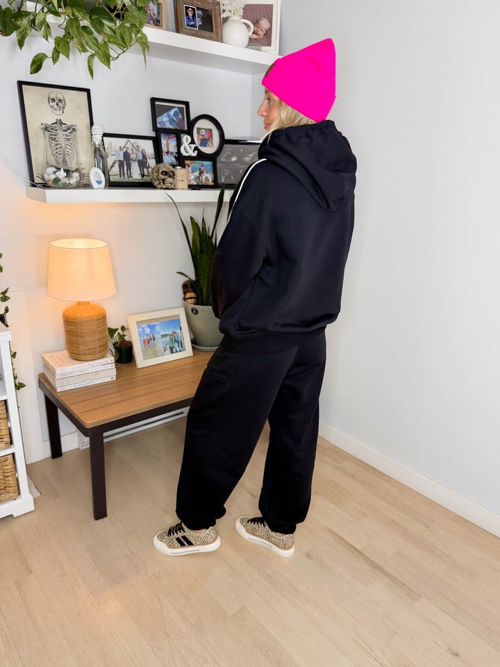 Thistle French Terry Fleece Hoodie- BLACK/BONE