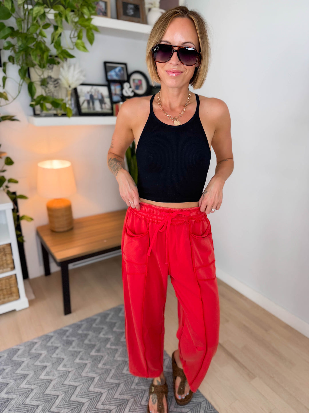 Amery Mineral Washed Barrel Pant- MINERAL RED