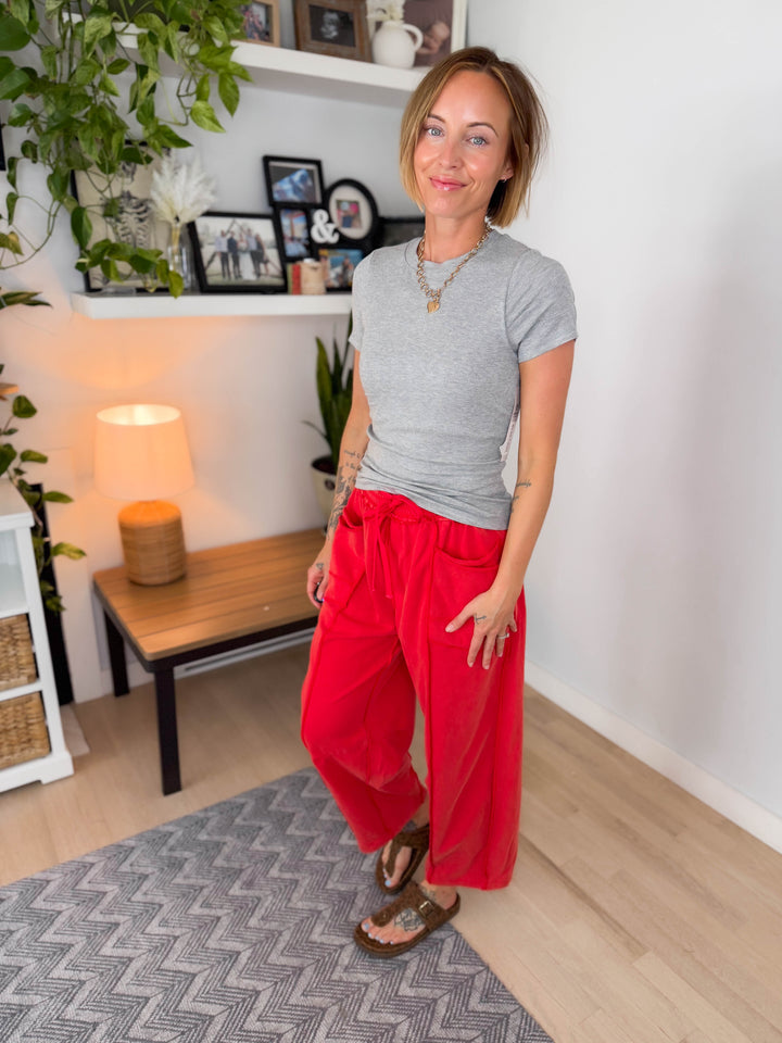 Mono B Melanie Ribbed Built In Bra Tee- HEATHER GREY