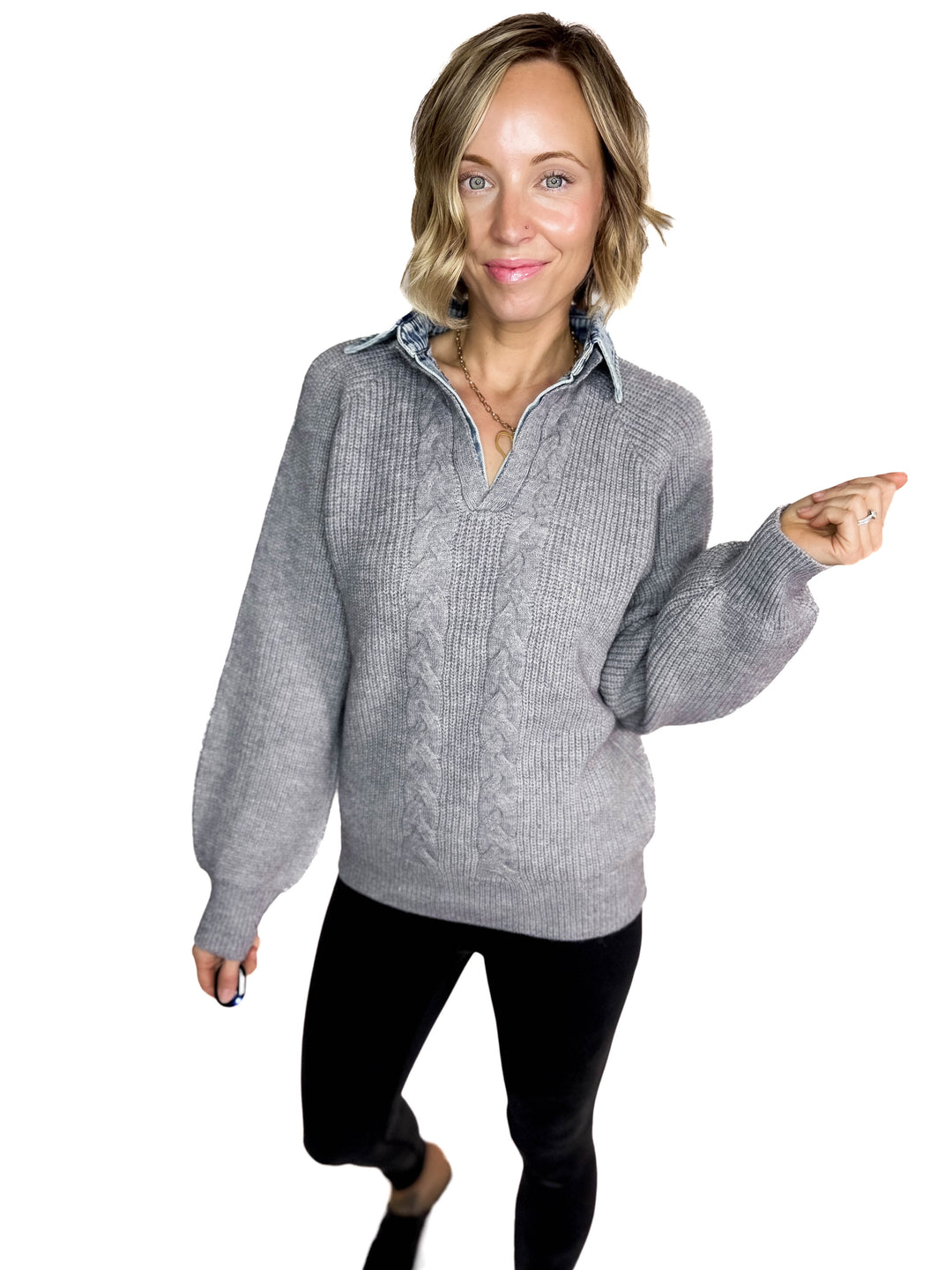 Frostbite Denim Collar Sweater