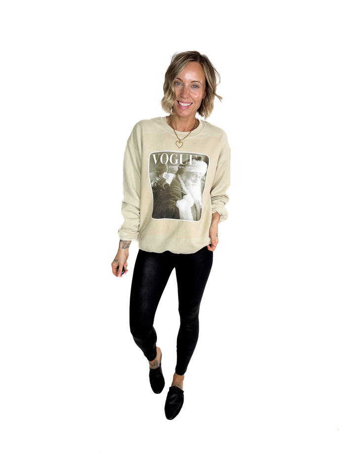 Vogue Santa Crewneck- SAND