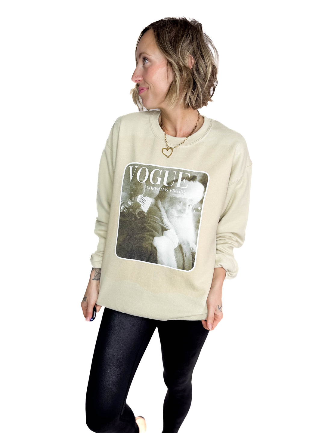 Vogue Santa Crewneck- SAND