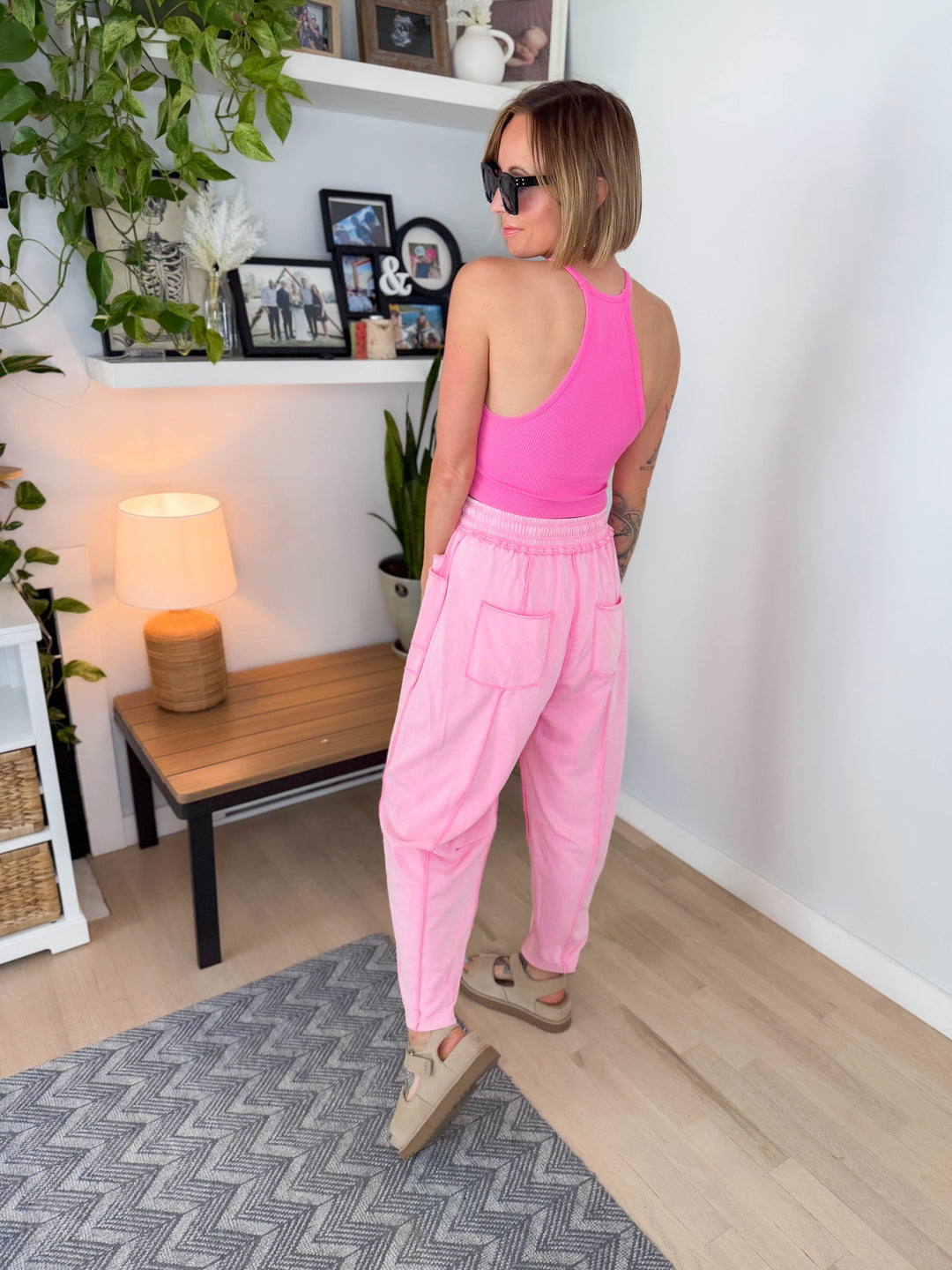 Amery Mineral Washed Barrel Pant- CANDY PINK