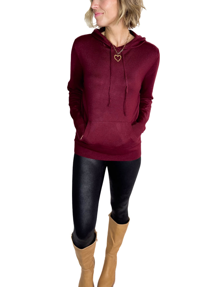 Spruceton Hooded Sweater- BURGUNDY