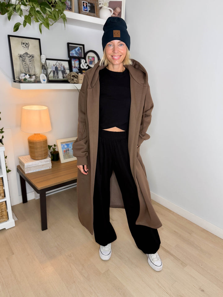 Oslo Hooded Cardigan- BROWN