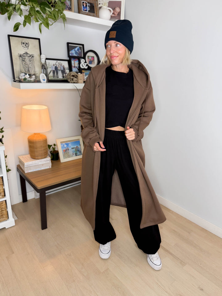 Oslo Hooded Cardigan- BROWN