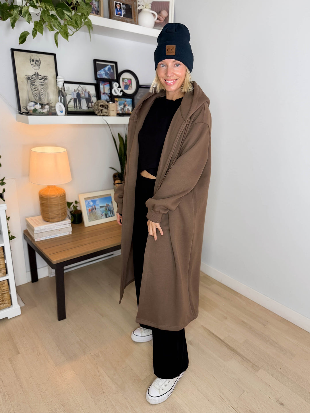 Oslo Hooded Cardigan- BROWN