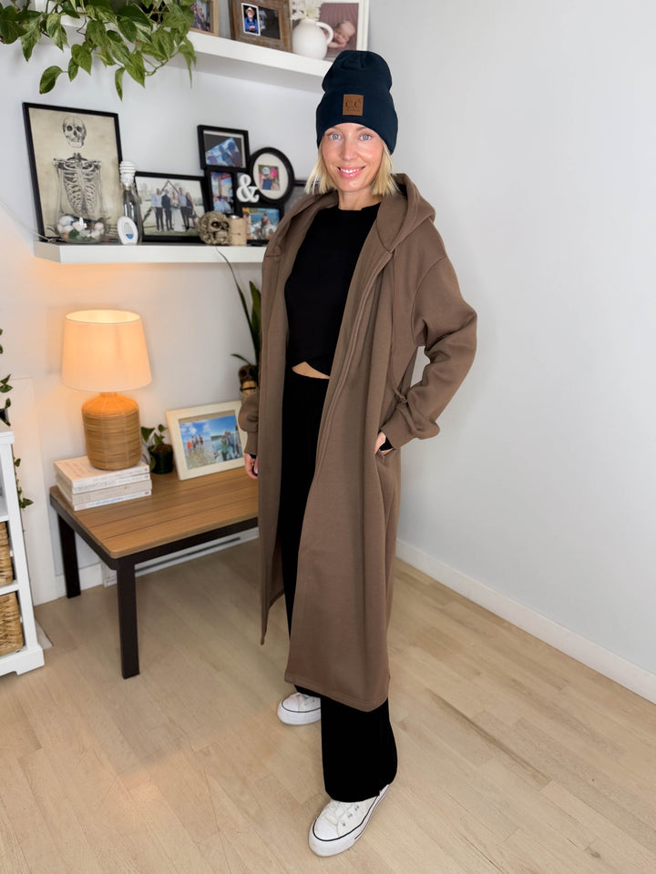 Oslo Hooded Cardigan- BROWN