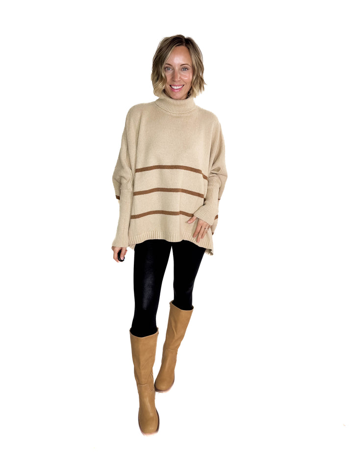Effie Turtleneck Knit Sweater- LIGHT TAUPE-FINAL SALE