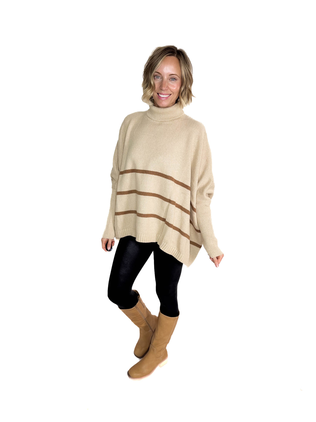 Effie Turtleneck Knit Sweater- LIGHT TAUPE-FINAL SALE