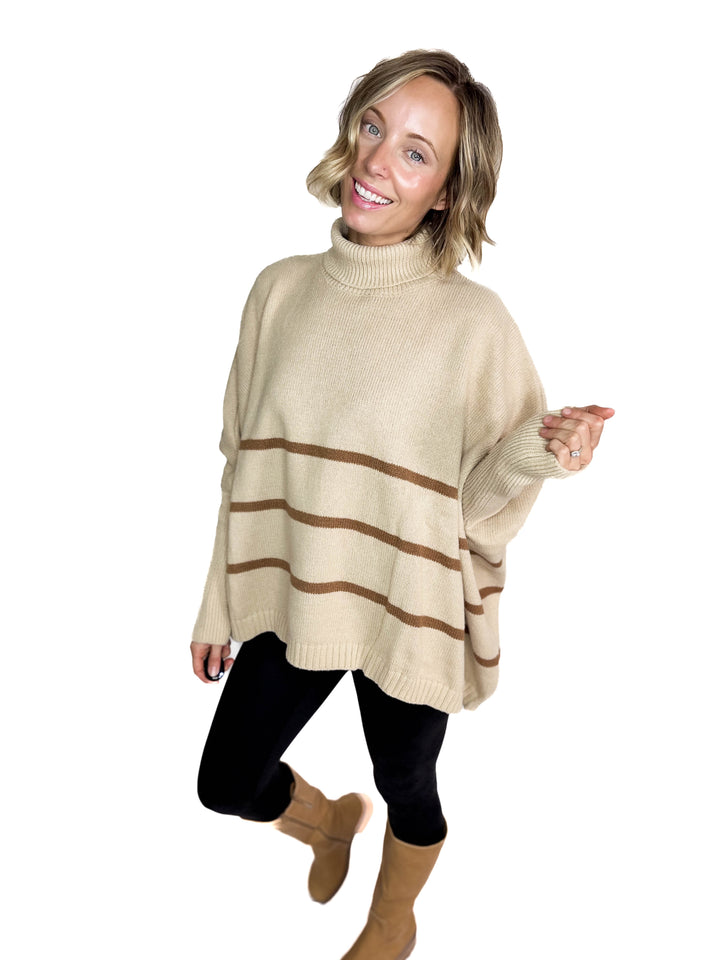 Effie Turtleneck Knit Sweater- LIGHT TAUPE-FINAL SALE