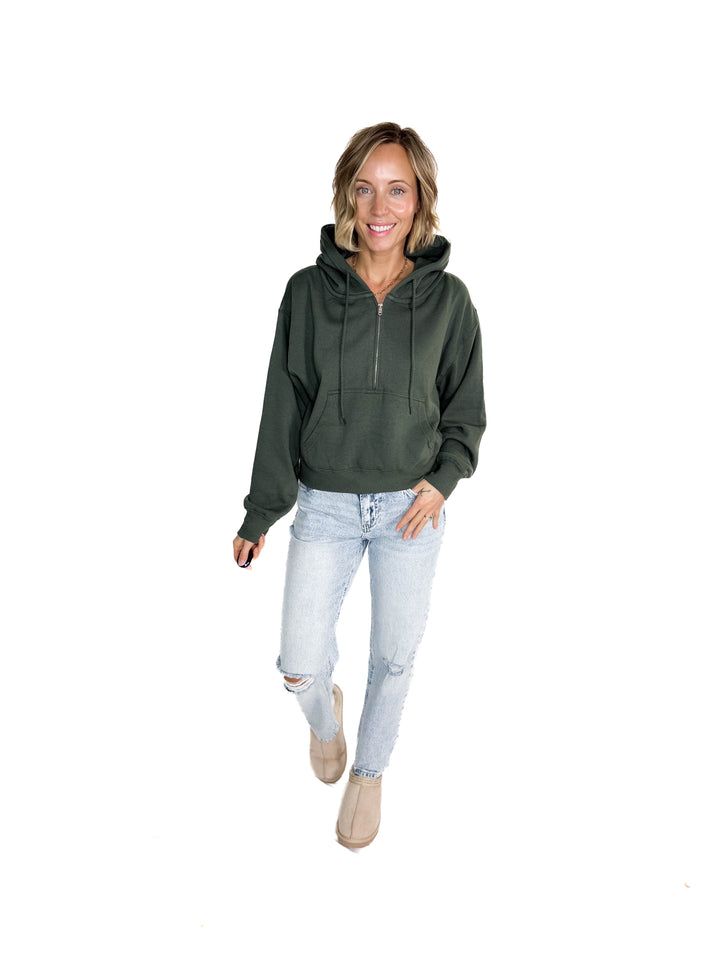 Spruceton Hooded Sweater- OLIVE