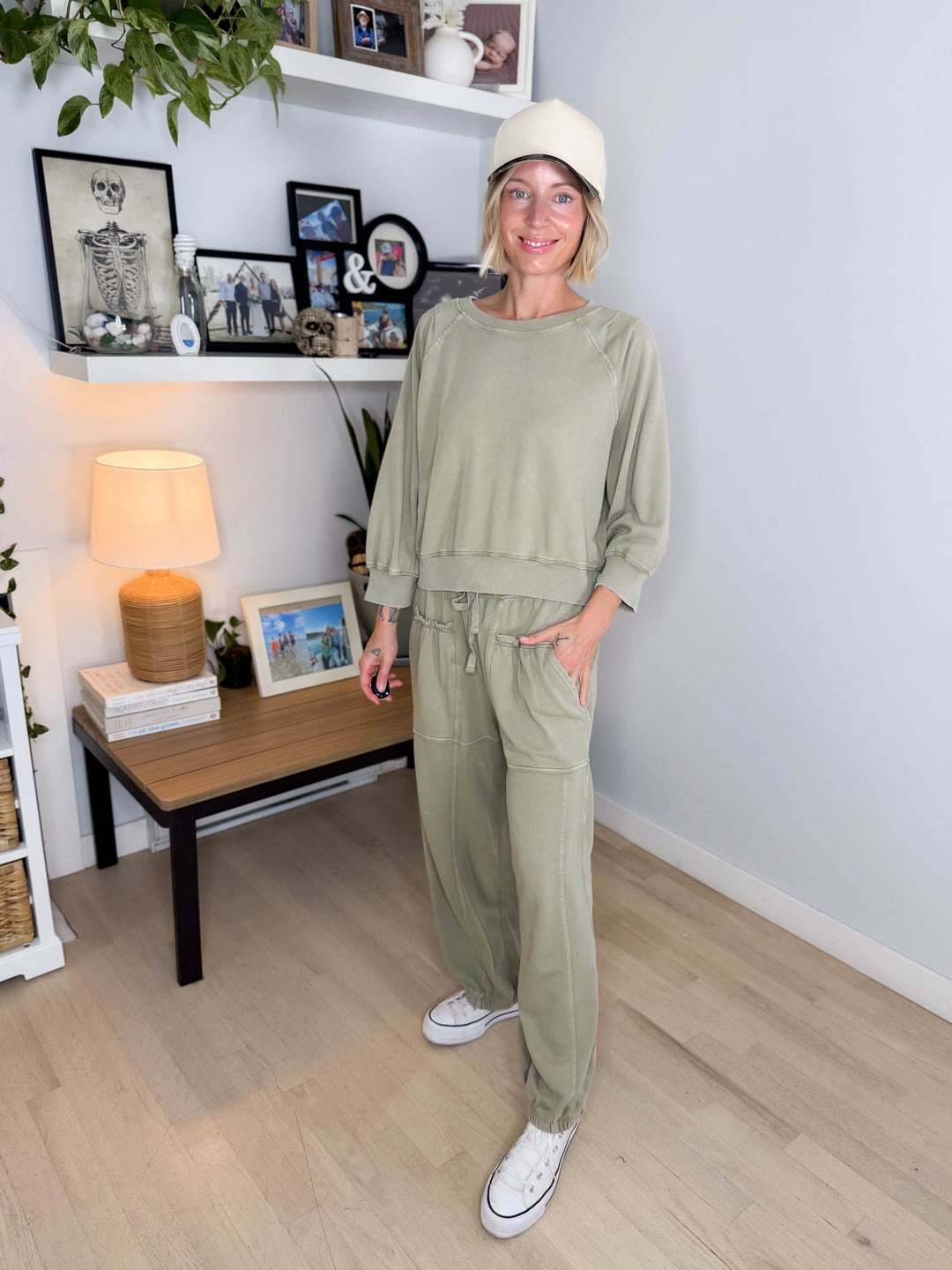 Kerima Washed Cotton Barrel Set- LT SAGE