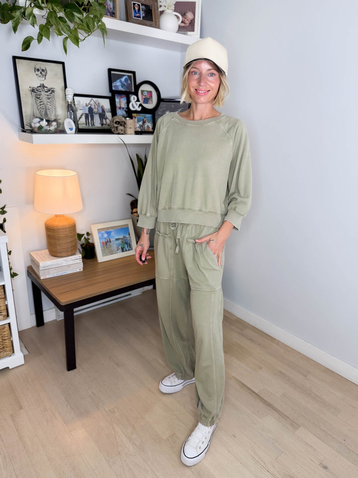 Kerima Washed Cotton Barrel Set- LT SAGE