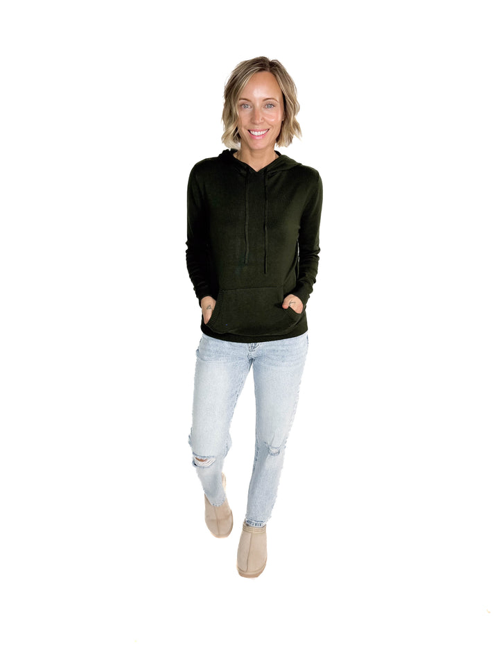 Spruceton Hooded Sweater- OLIVE