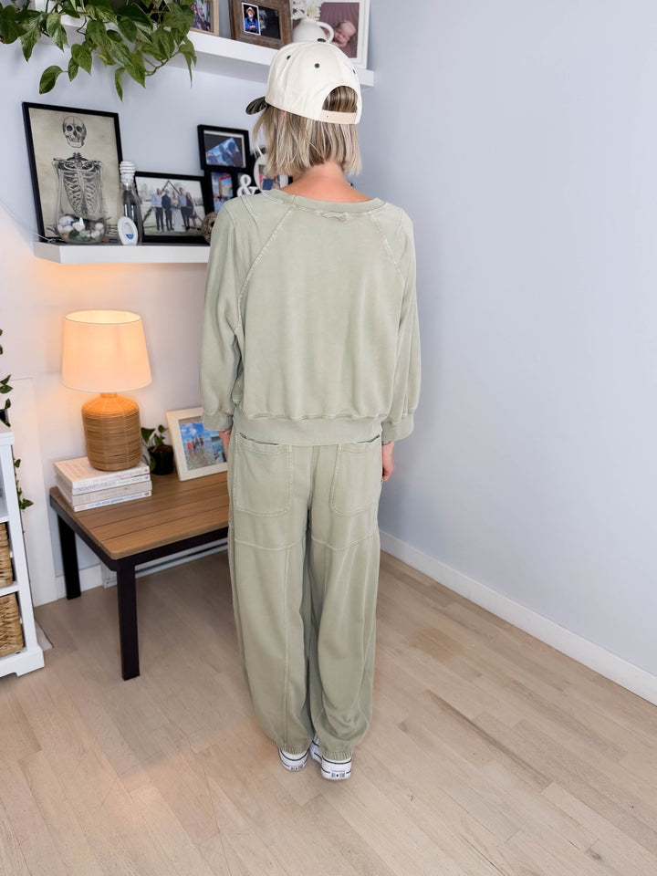 Kerima Washed Cotton Barrel Set- LT SAGE