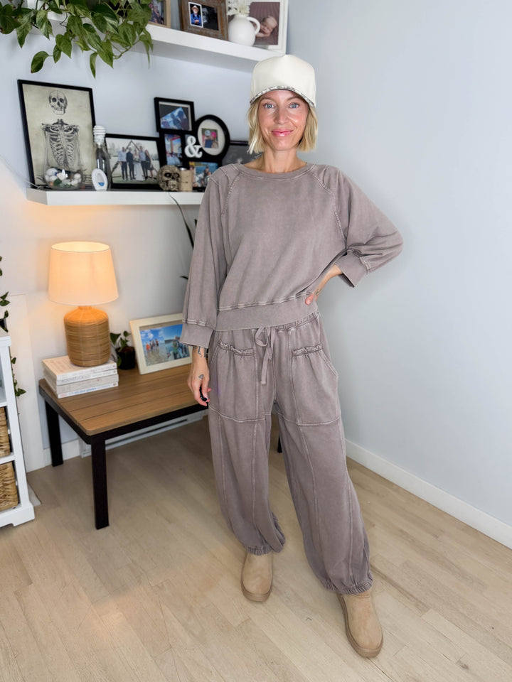 Kerima Washed Cotton Barrel Set- MOCHA