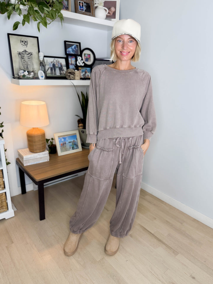 Kerima Washed Cotton Barrel Set- MOCHA
