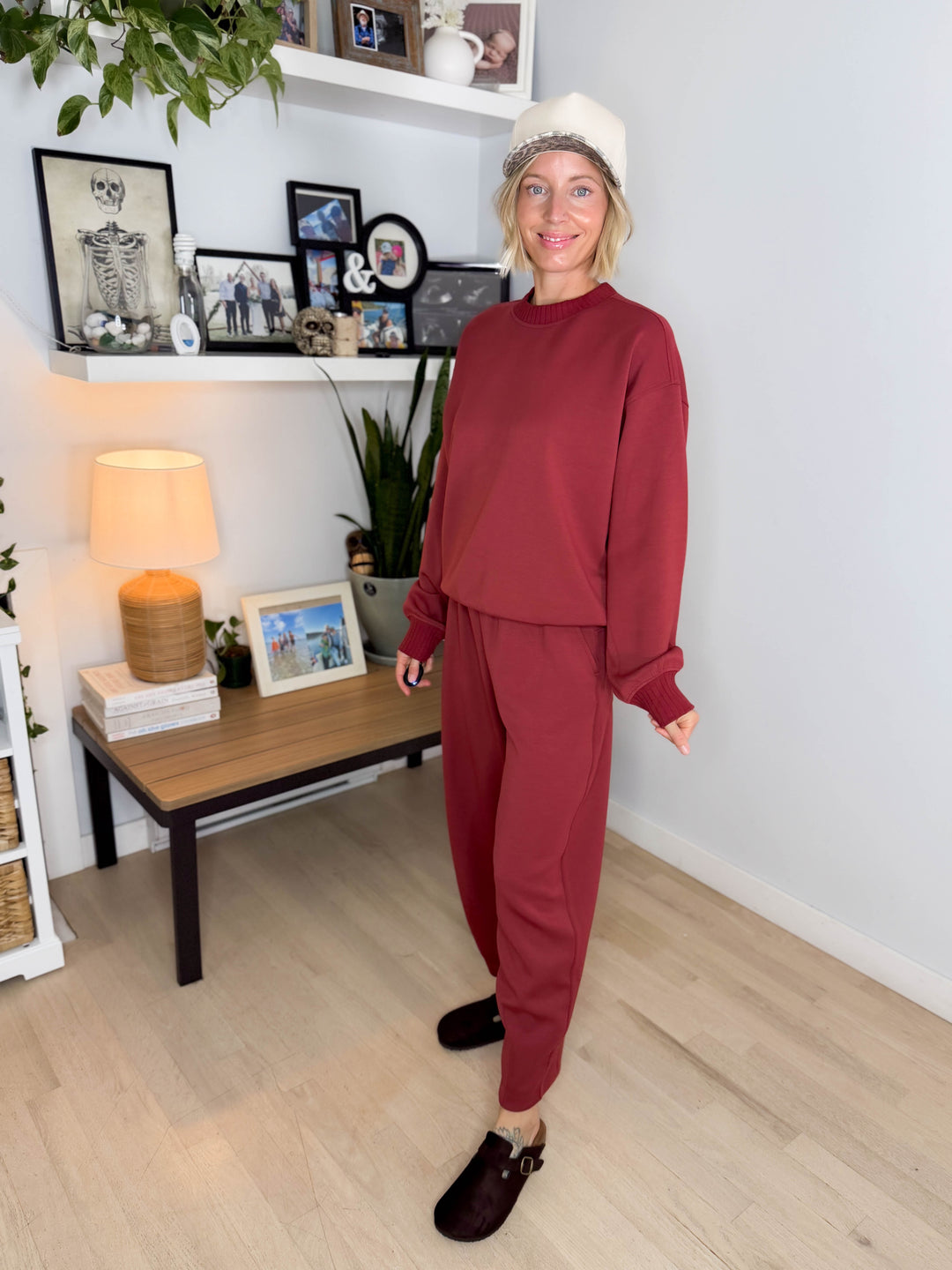 Tenlee Modal Barrel Pant & Top Set- MERLOT