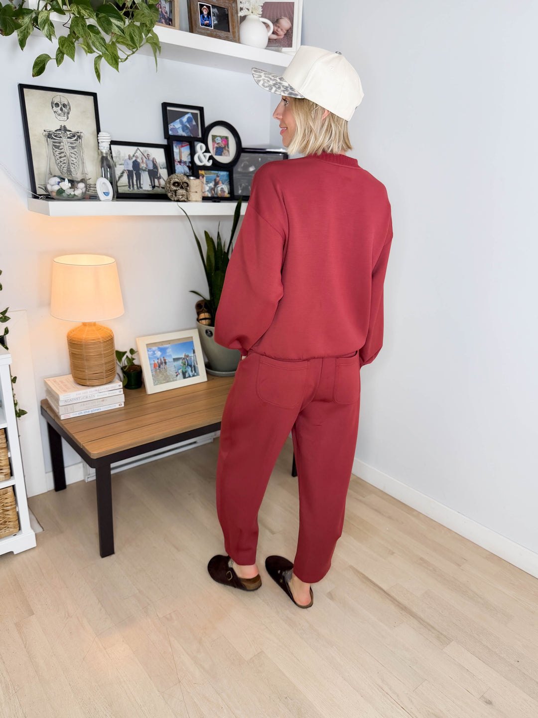 Tenlee Modal Barrel Pant & Top Set- MERLOT
