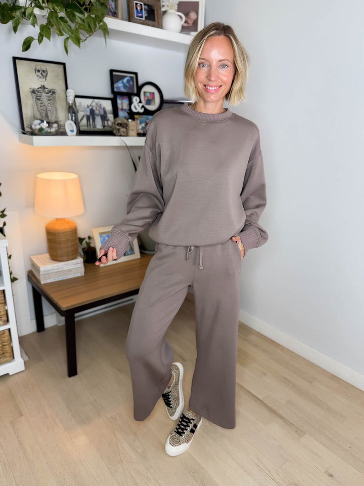 Tenlee Modal Wide Pant & Top Set- MOCHA