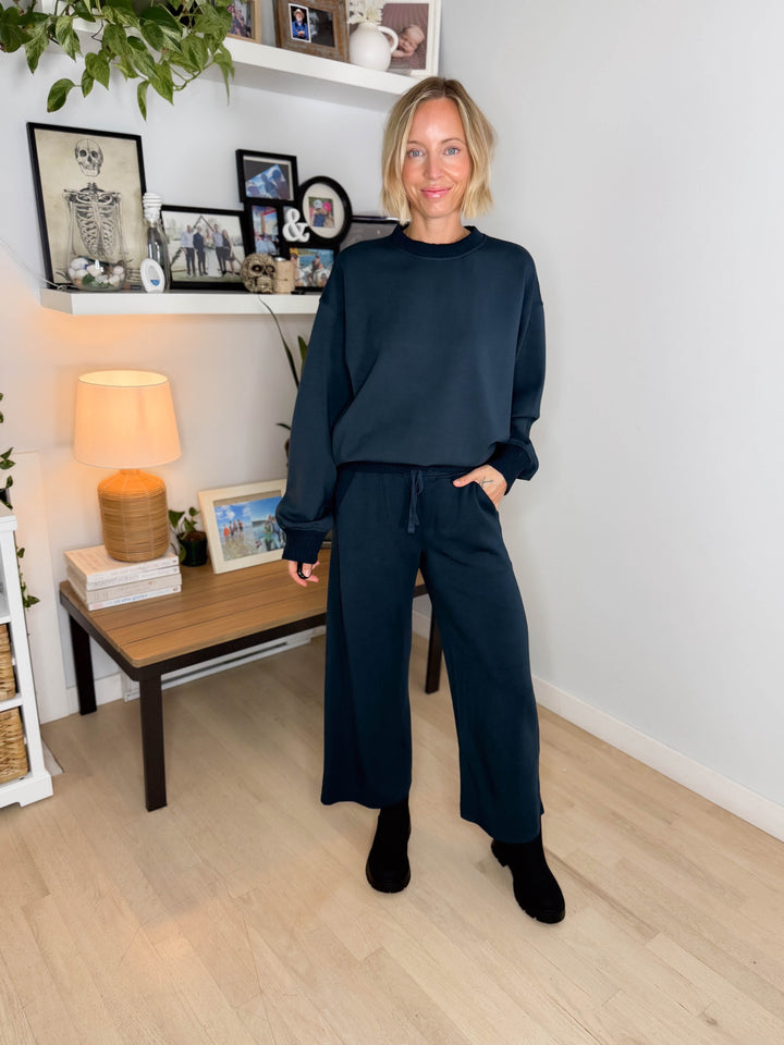 Tenlee Modal Wide Pant & Top Set- TEAL NAVY
