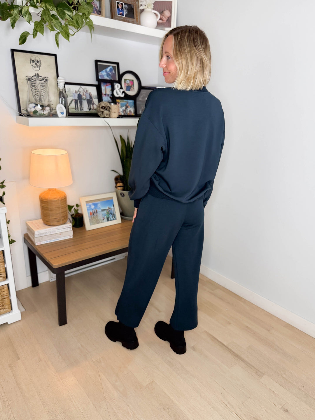 Tenlee Modal Wide Pant & Top Set- TEAL NAVY