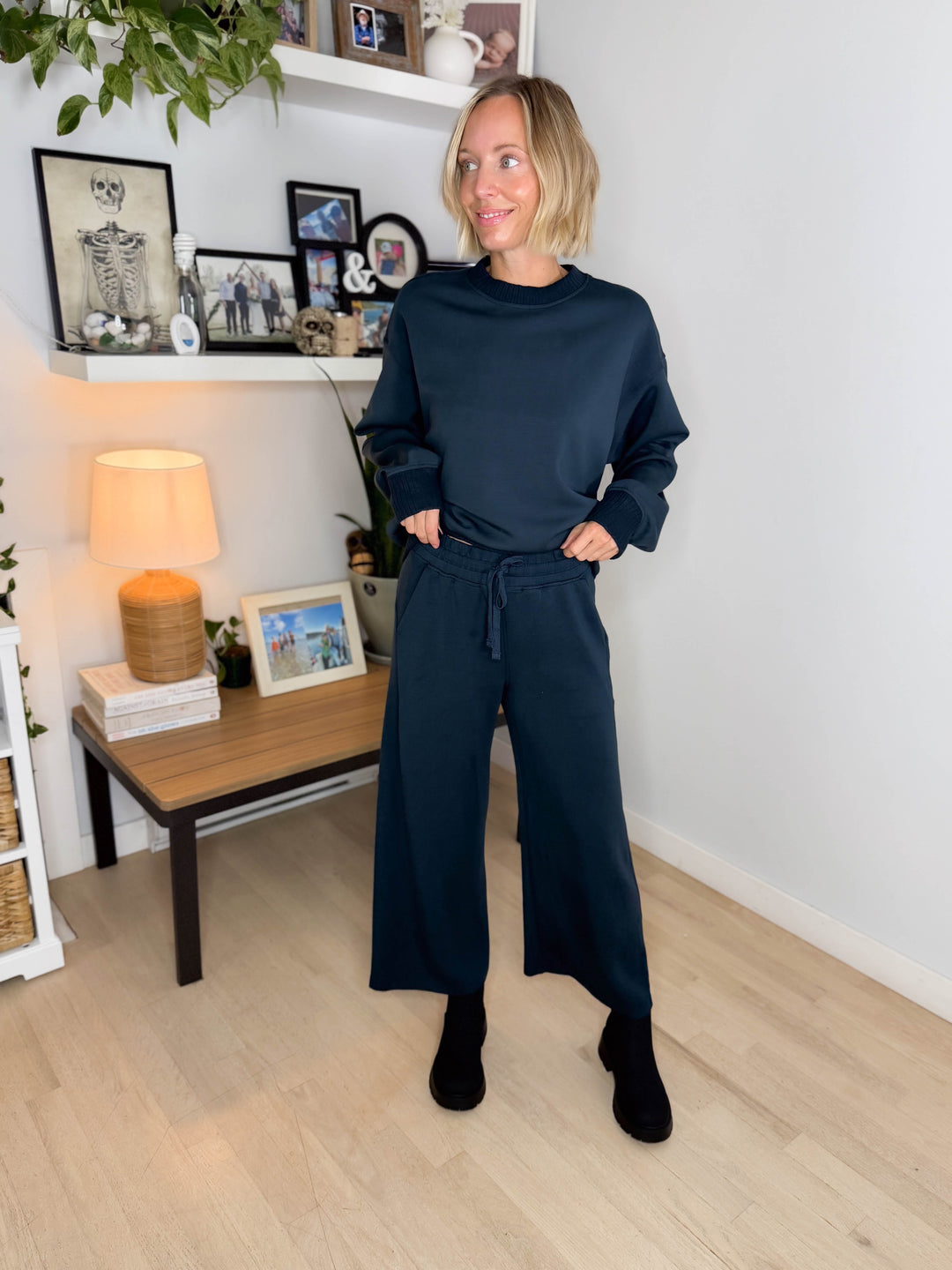 Tenlee Modal Wide Pant & Top Set- TEAL NAVY