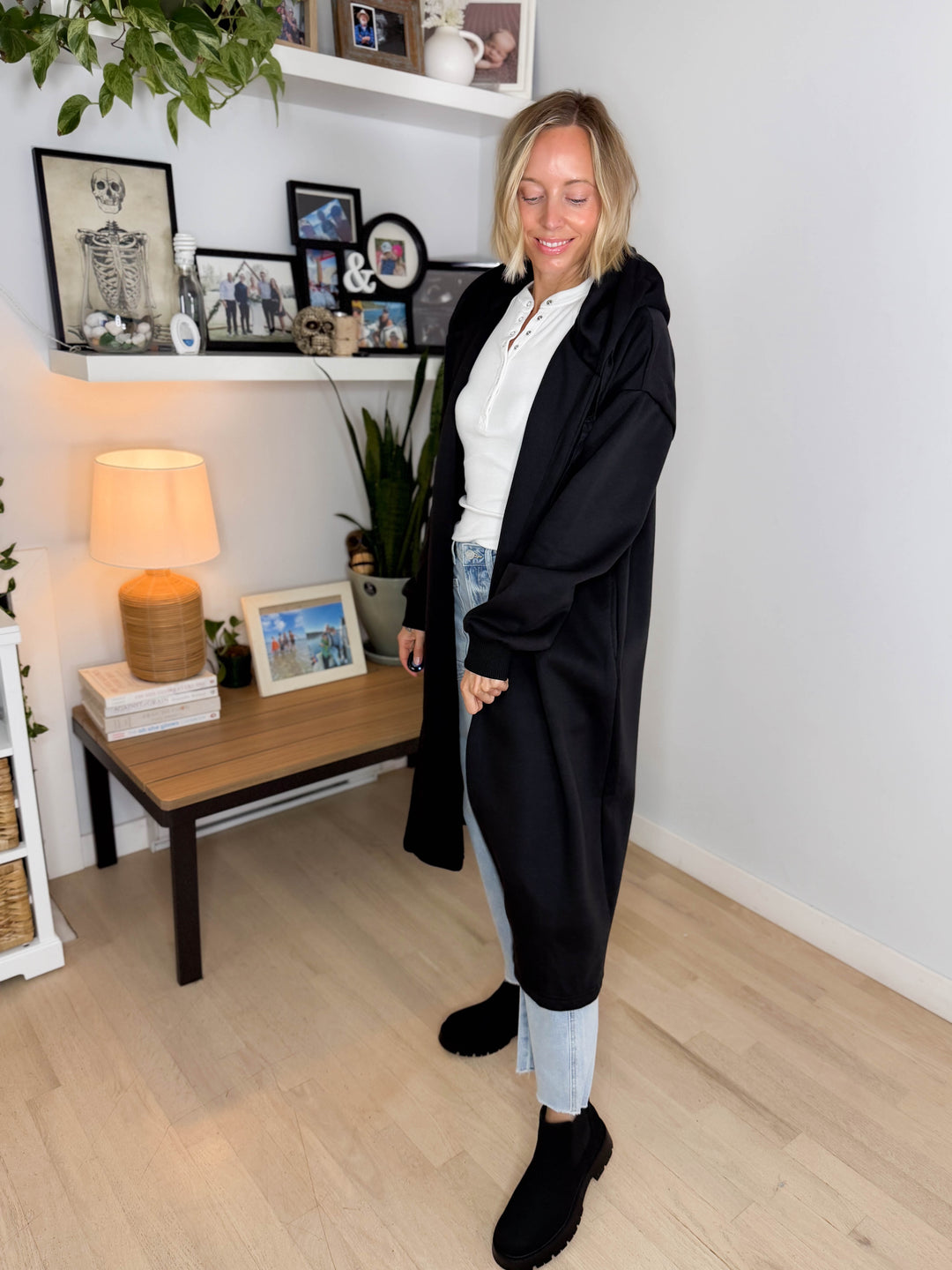 Oslo Hooded Cardigan- BLACK