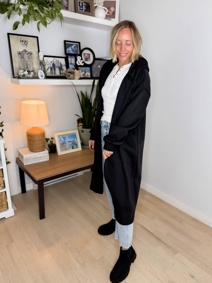 Oslo Hooded Cardigan- BLACK