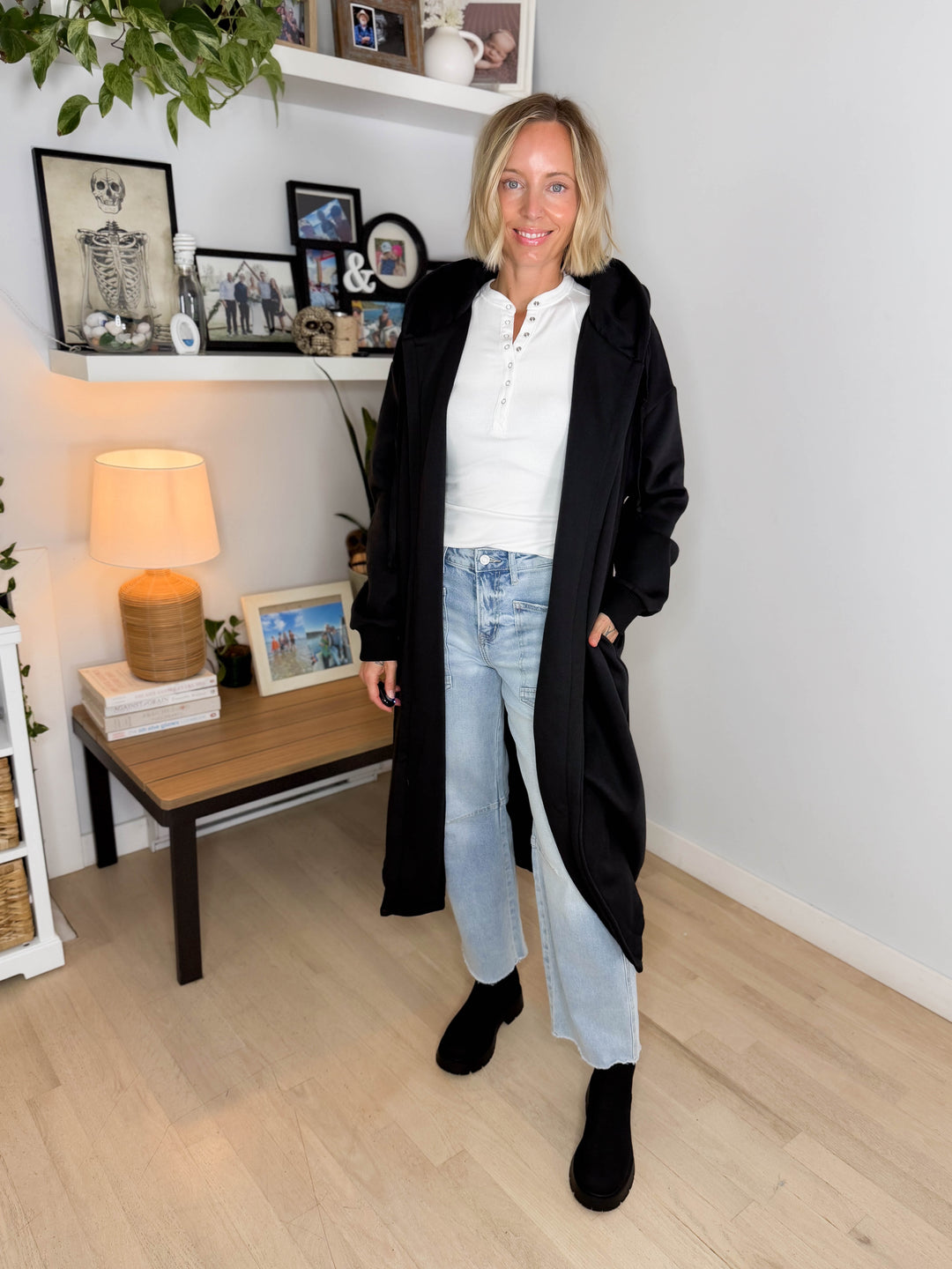 Oslo Hooded Cardigan- BLACK