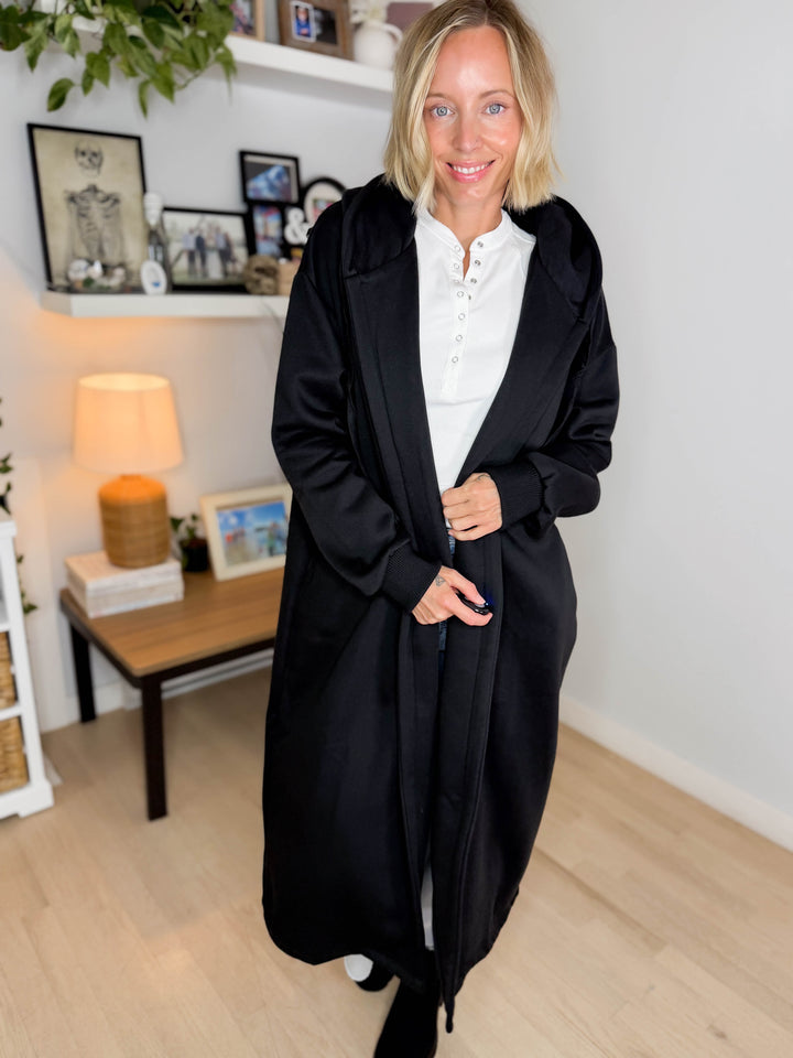 Oslo Hooded Cardigan- BLACK