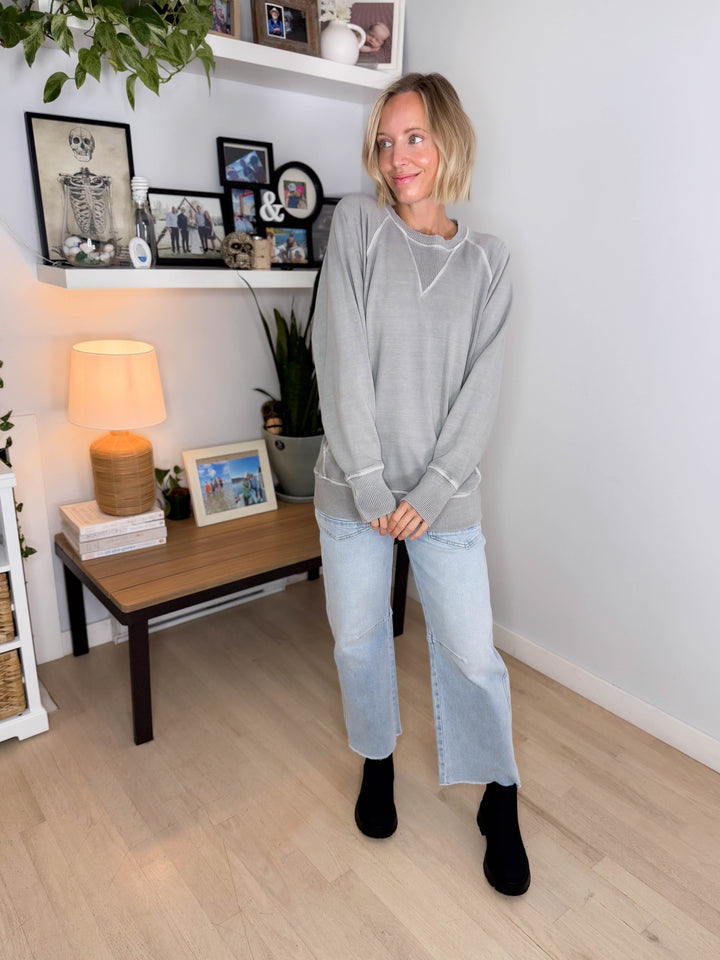 Juliet Washed Tunic Sweatshirt- SLEET