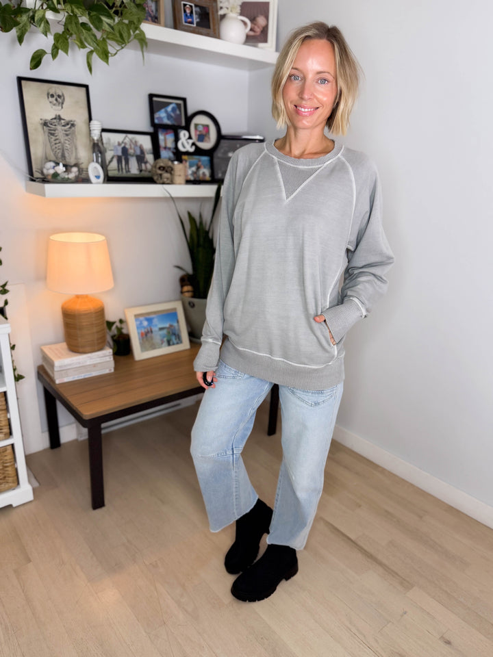 Juliet Washed Tunic Sweatshirt- SLEET