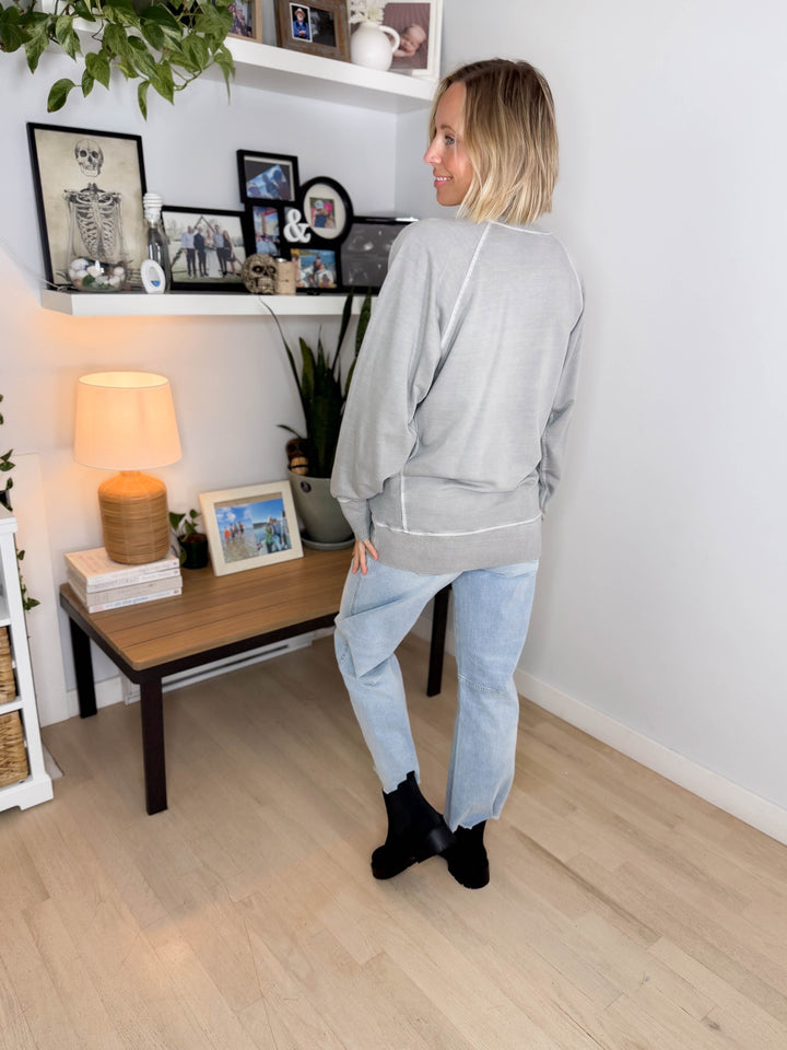 Juliet Washed Tunic Sweatshirt- SLEET