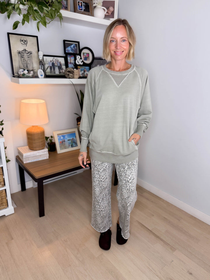 Juliet Washed Tunic Sweatshirt- ASH SAGE