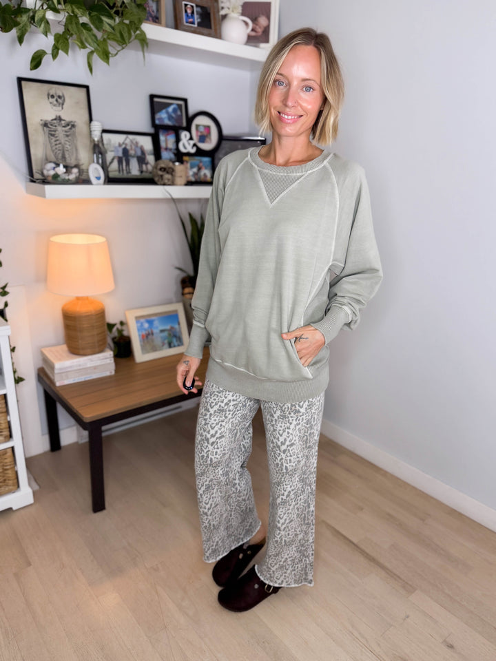 Juliet Washed Tunic Sweatshirt- ASH SAGE