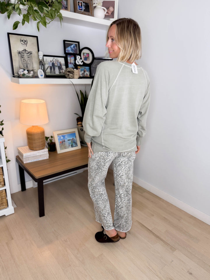 Juliet Washed Tunic Sweatshirt- ASH SAGE