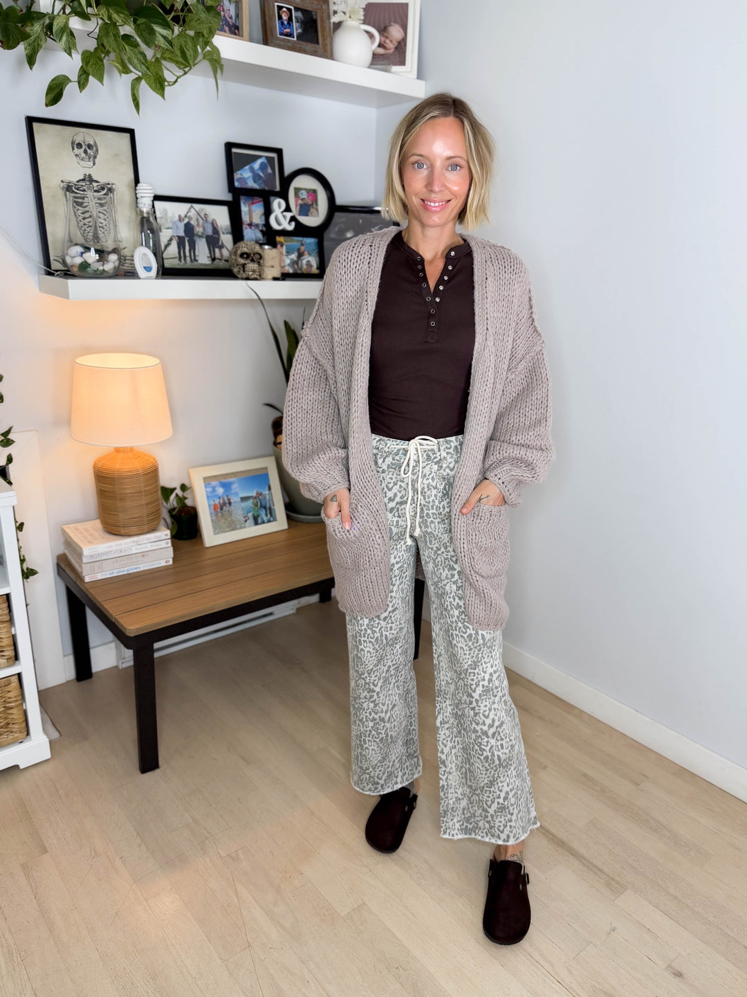 Petra Chunky Knit Cardigan- MUSHROOM