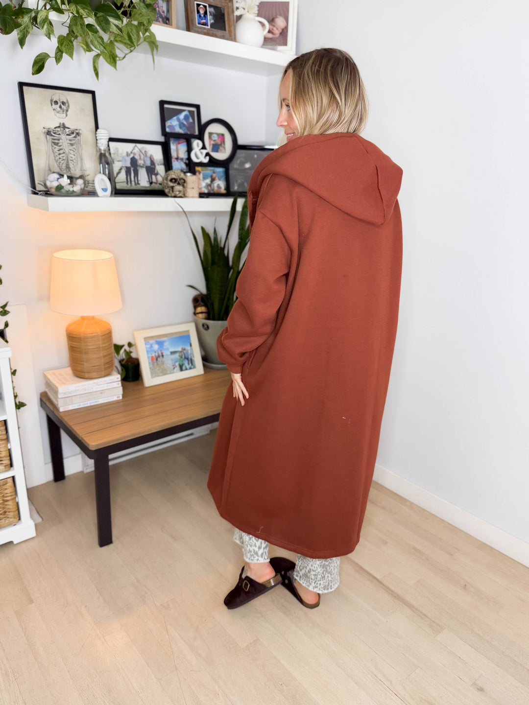 Oslo Hooded Cardigan- BRICK