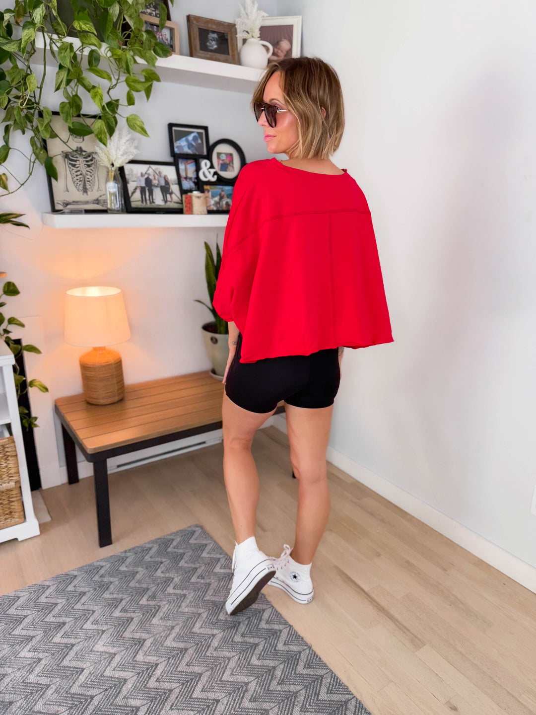 Cape Cod Stretch Cotton Boxy Tee- RED