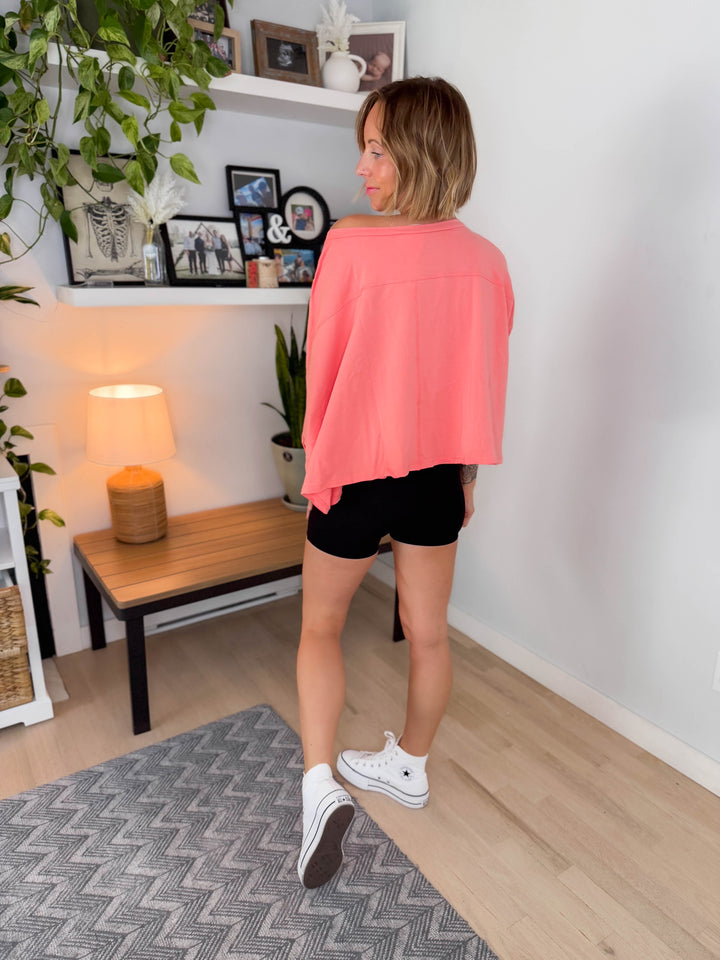 Cape Cod Stretch Cotton Boxy Tee- DARK PEACH