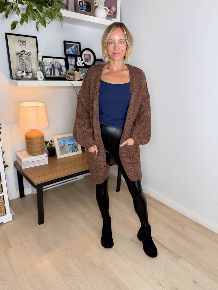 Petra Chunky Knit Cardigan- MOCHA