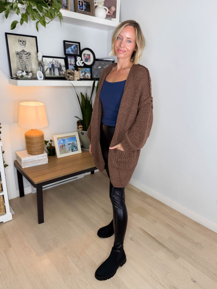 Petra Chunky Knit Cardigan- MOCHA