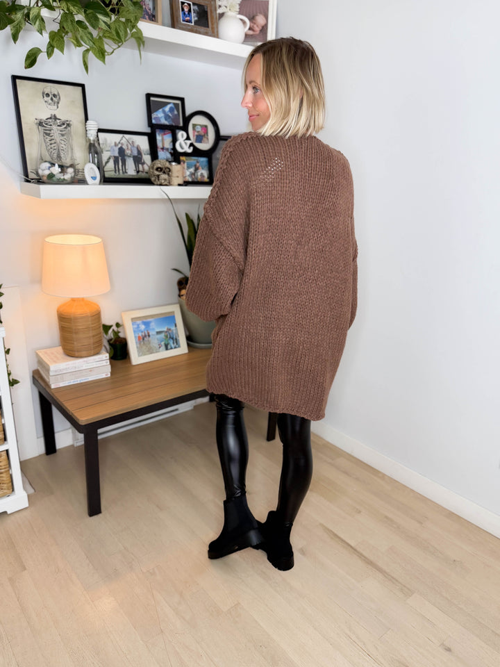 Petra Chunky Knit Cardigan- MOCHA