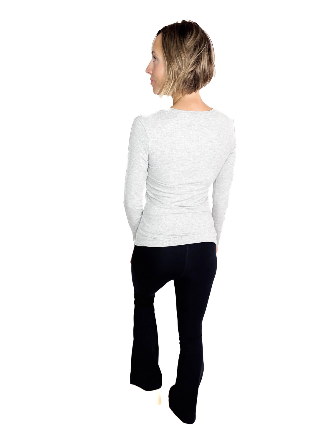 Indie Ribbed Long Sleeve- HEATHER GREY