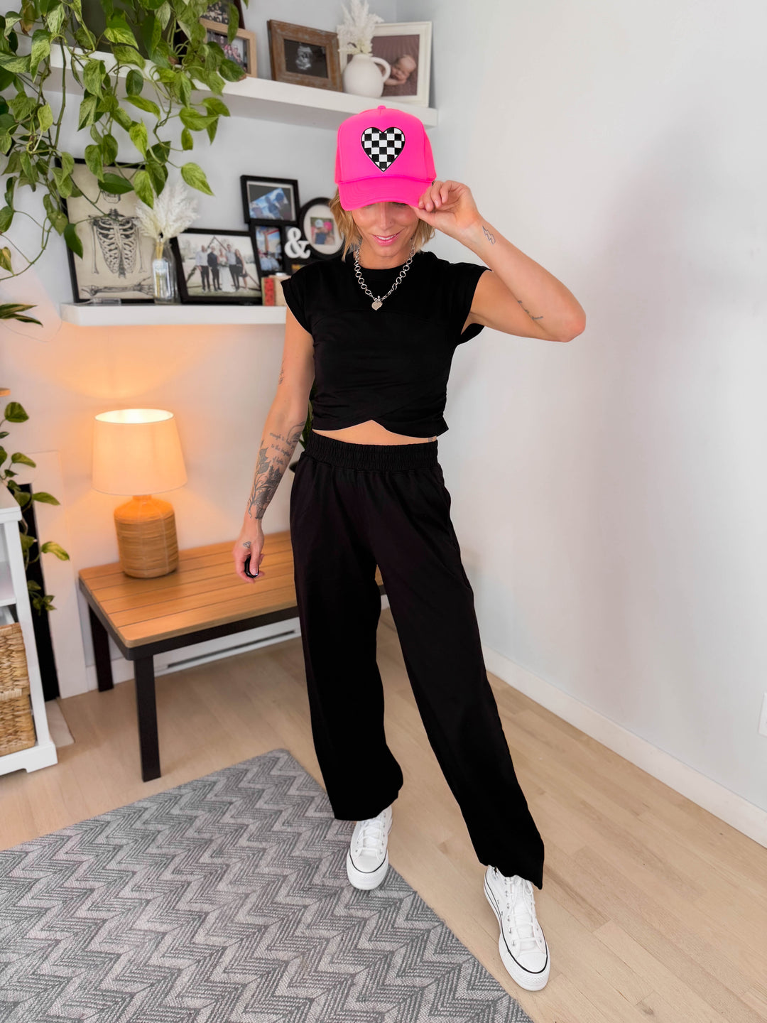 Mari Stretch Cotton Crossover Set- BLACK